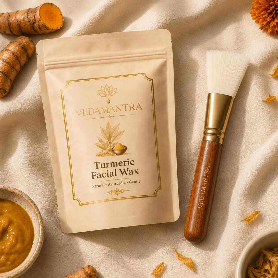 Vedamantra Turmeric Facial Wax — 5-Minute Painless Herbal Wax Powder (Best Value Bundle)