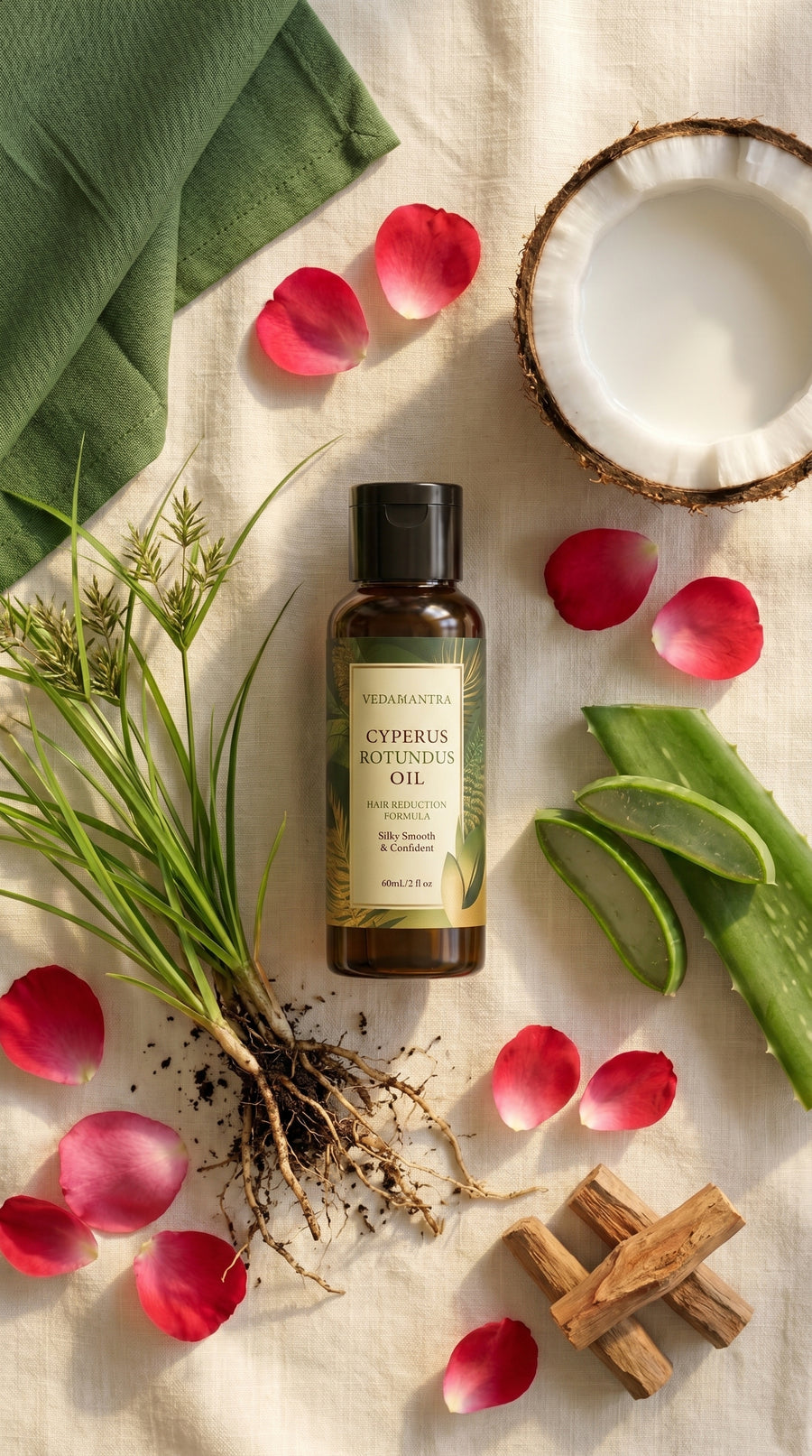 Vedamantra Rotundus After-Wax Oil — Slows Regrowth, Soothes & Moisturizes (Pack of 2)